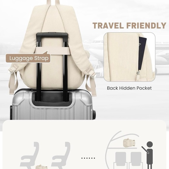 Windsor Cream Backpack with Pom Pom - Picture 5 of 6